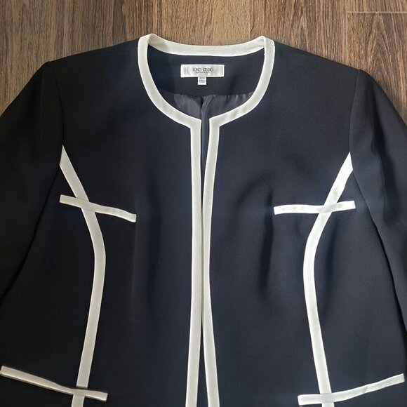 💙 Jones Studio Open Front Minimalist Chic Blazer Shoulder Pads Size 22W - Picture 3 of 9